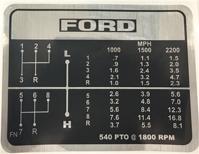 New Ford/NH 4000, 4100, 4600, 8-Speed Transmission Shift Pattern Decal C5NN7B292FN (60664)